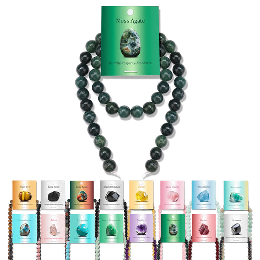 Vinswet 45pcs 8mm Moss Agate Natural Stone Beads Round Genuine Real Stone Beading Loose Gemstones DIY Smooth Bead for Bracelet Necklace Earrings Jewelry Making