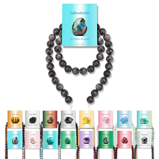 Vinswet 45pcs 8mm Labradorite Natural Stone Beads Round Genuine Real Stone Beading Loose Gemstones DIY Smooth Bead for Bracelet Necklace Earrings Jewelry Making