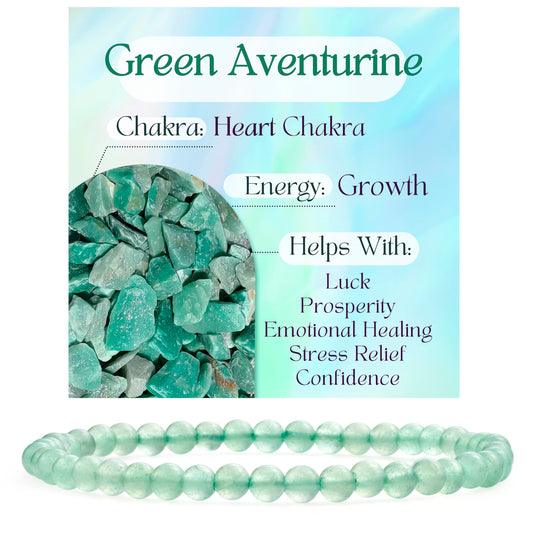 Bivei Green Aventurine - Growth - 4mm Beaded Bracelets for Women Handmade Semi Precious Natural Stone Stretch Elastic Jewelry Yoga Protection Gifts