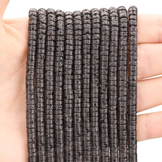 BONNY BOXX 150PCs Natural Lava Stone Spacer Beads, Loose Semi Precious Flat Round Gemstone Heishi Disc Stone Beads for Beading Jewelry Making 4mm*2mm