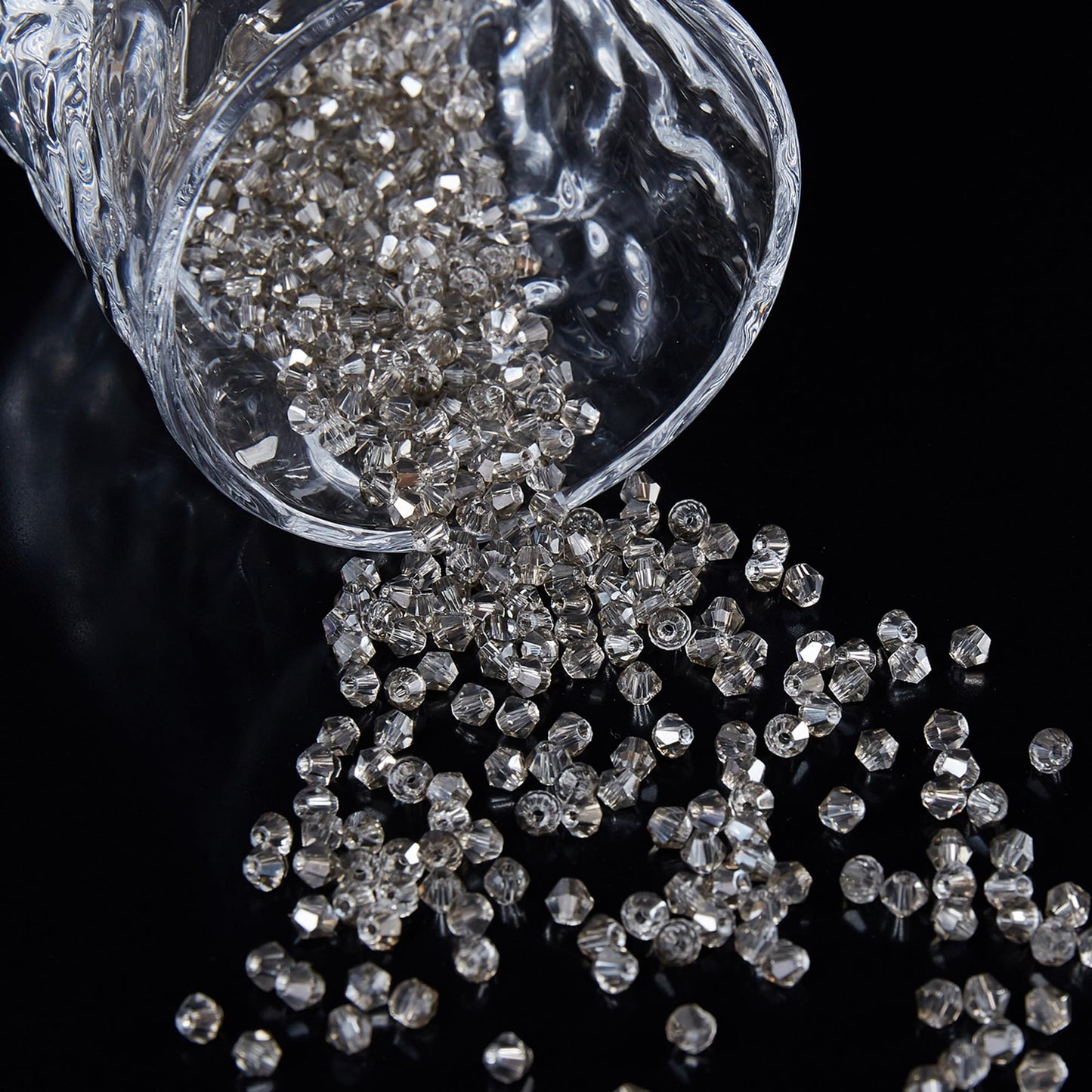 Laopottbeads 1100PCS 4mm Bicone Crystal Glass Beads for Jewelry Making, Sparkling Mini Beads for Suncatchers, DIY Bracelets & Craft Projects (Grey)