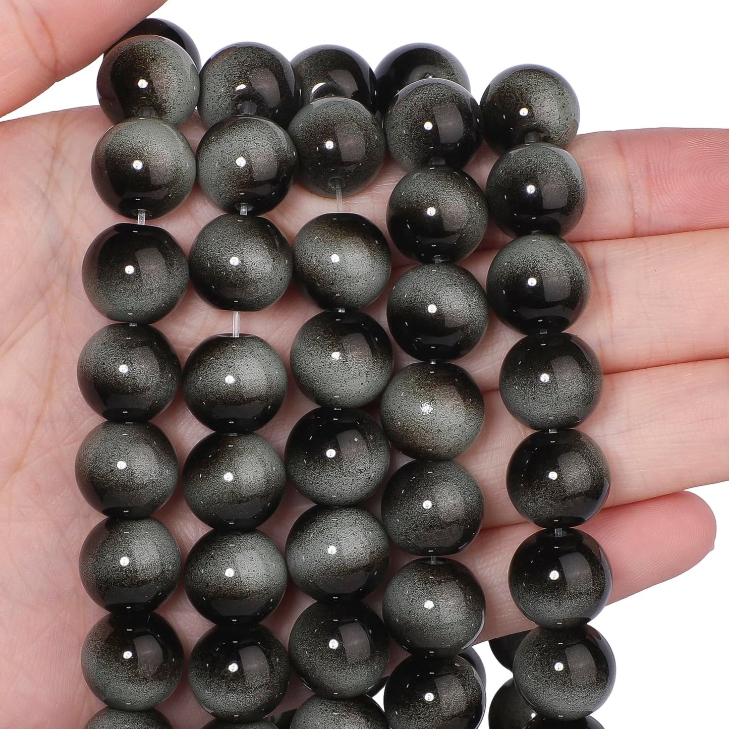 Song Xi 28PCS 12mm Grey Tiger Eye Gemstone Beads for Jewelry Making, Round Smooth Glass Beads for DIY Bracelet Necklace Earring Keychain, Arts and Crafts, for Christmas Wedding Birthday