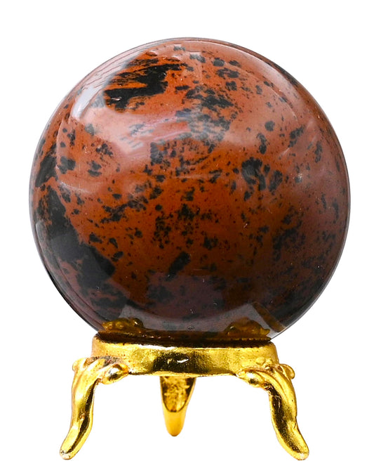 Amazing Gemstone Mahogany Obsidian Crystal Ball with Stand - 2" Inches Crystal Sphere Meditation Balls for Witchcraft and Decorative Balls