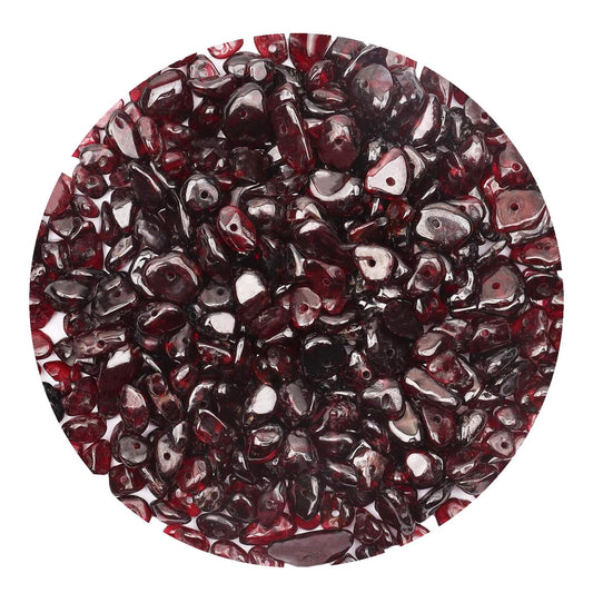 Natural Chip Stone Beads 450pcs Garnet Chips 5-8mm Genuine Real Irregular Healing Crystal Rocks Hole Drilled DIY Loose Gemstone Beads for Jewelry Making Bracelet Earrings Necklace Crafting