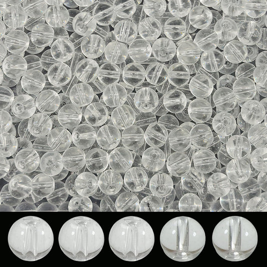 PAMIR TONG 400pcs 8mm Round Glass Beads for Bracelet Pretty Smooth Loose Beads for Necklace-Earring-Jewelry Making and DIY Crafts (Clear White)