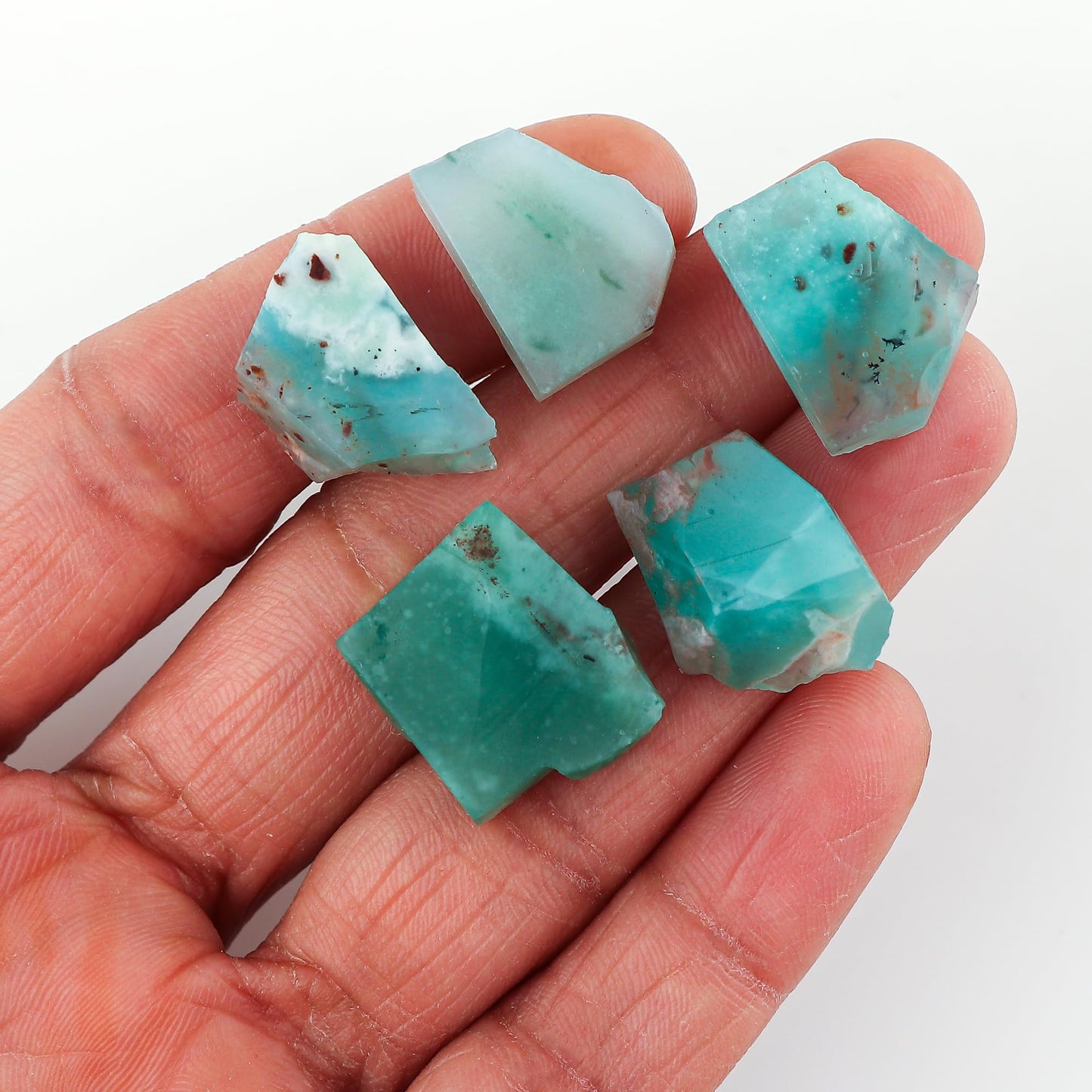 CRYSTALINES 5pcs, Natural Raw Aquaprase Gemstone, Wholesale Assorted Rough Crystals, DIY Crafts-Jewelry Making, Bulk Loose Stones Supplies, Wire Wrapping, Birthstone, Gem Collection