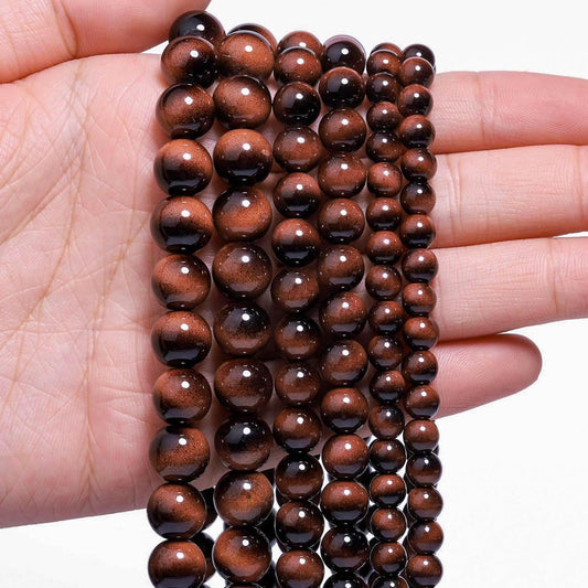 Song Xi 38PCS 10mm Brown Tiger Eye Gemstone Beads for Jewelry Making, Round Smooth Glass Beads for DIY Bracelet Necklace Earring Keychain, Arts and Crafts, for Christmas Wedding Birthday