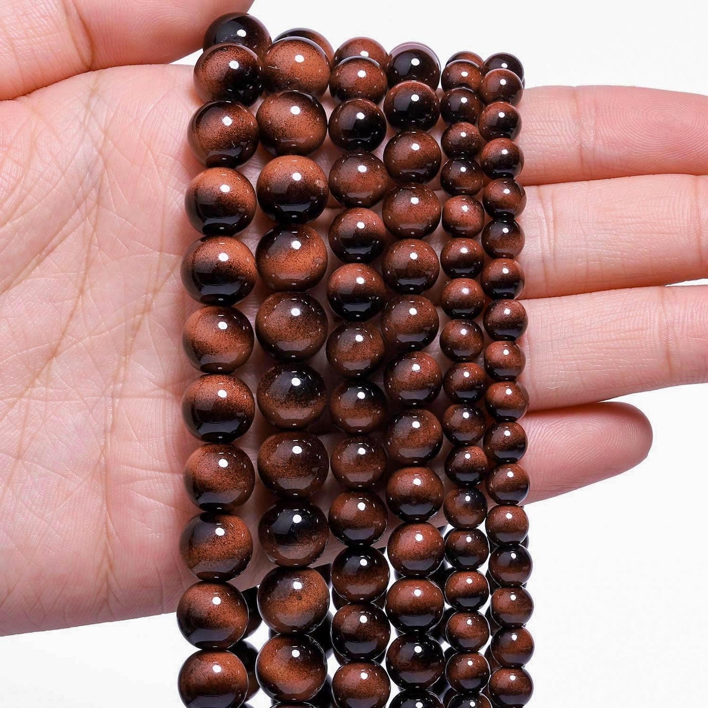Song Xi 60PCS 6mm Brown Tiger Eye Gemstone Beads for Jewelry Making, Round Smooth Glass Beads for DIY Bracelet Necklace Earring Keychain, Arts and Crafts, for Christmas Wedding Birthday