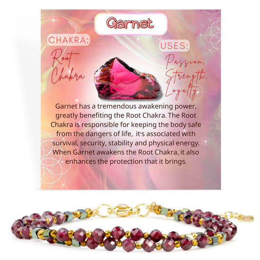 Farfume Garnet - Friendship - Crystal Beaded Bracelets, Chakra 4mm Natural Stone Beads Bracelets, Gemstone Spiritual Jewelry Gifts for Mother's Day