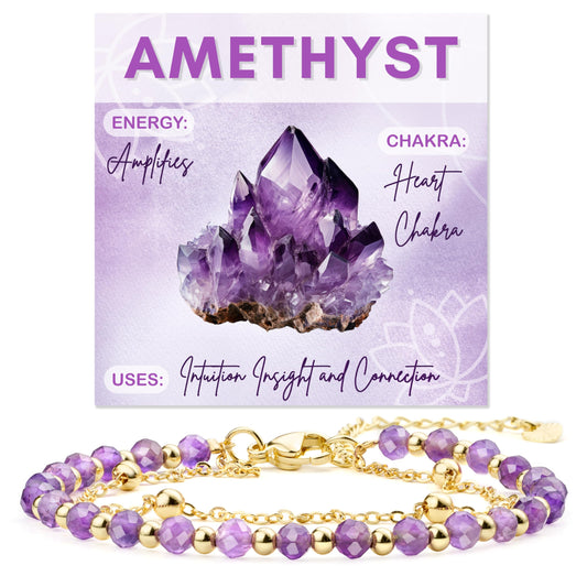 Farfume Amethyst Crystal Bracelet Beaded Bracelets for Women 4mm Natural Stone Beads Gemstone Handmade Jewelry Valentine's Day Gifts