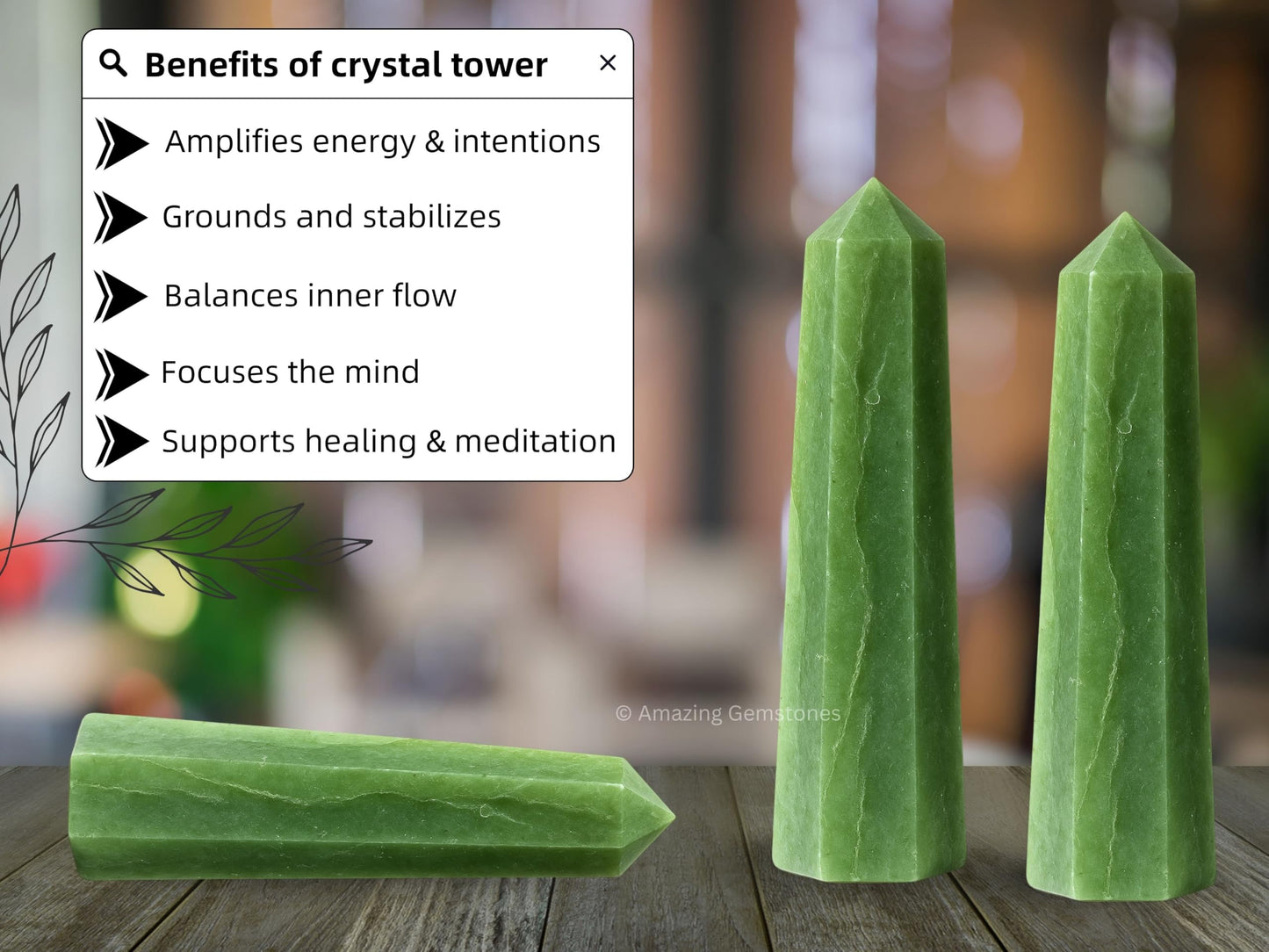Amazing Gemstone Green Aventurine Crystal Towers - Natural Healing Crystal Point Obelisk for Reiki Healing and Crystal Grid (3" to 4" INCH)