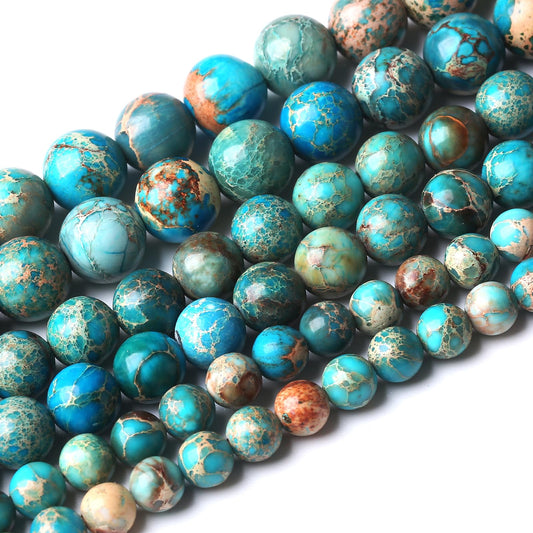 90PCS 4MM Blue Imperial Jasper Beads Stone Beads Natural Gemstone Bead Crystal Healing Energy Jewelry Making DIY 16 inches