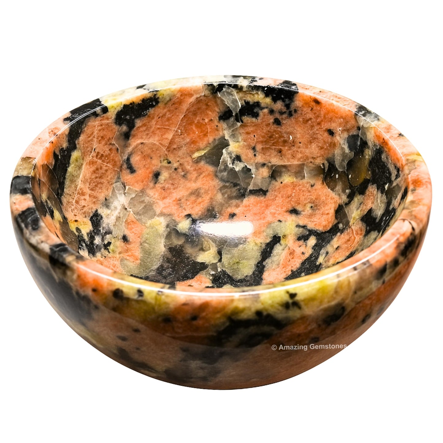 Pink Granite Crystal Bowl - 2 Inch Decorative Bowls for Room and Home Decor - Gemstone Healing Crystals for Elegant Display, Positive Energy Balance and Gift