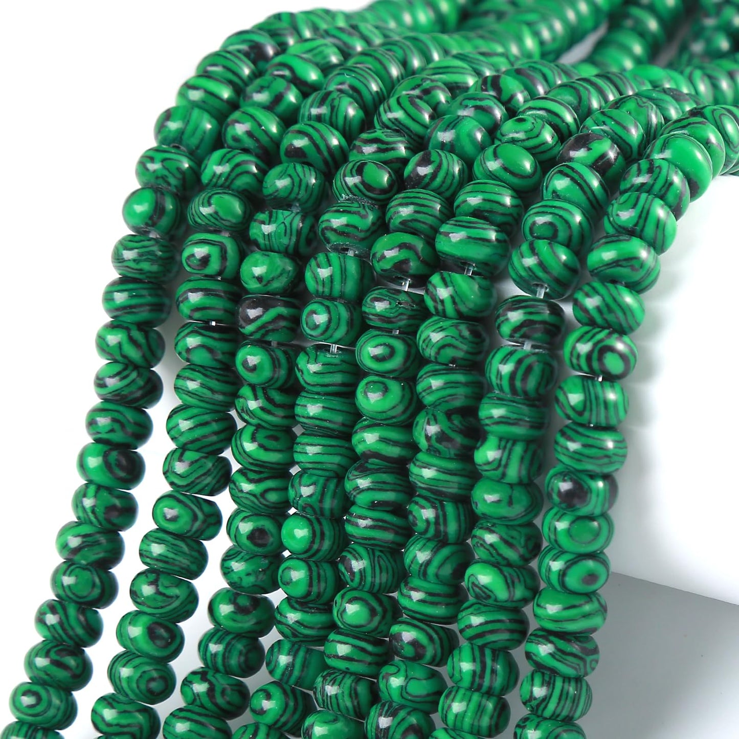 5x8MM 72PCS Malachite Tube Rondelle Abacus Disk Spacer Loose Beads for Jewelry Making