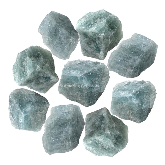 Amazing Gemstone Aquamarine Raw Crystals and Healing Stones, Natural Rocks for Tumbling and DIY Raw Stones and Crystals (1 lb)