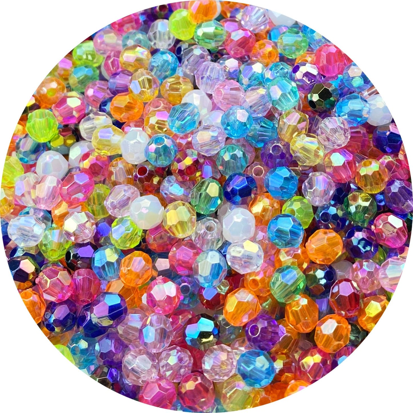 Tingoons 400 PCS 8mm Acrylic Faceted Spacer Beads AB Color Glossy Round Loose Beads for Jewelry Making Bracelet Necklace Earring Ornament Wind Chimes Key Chains(Multicolor)