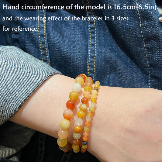 CHCCOYE 4mm Natural Healing Gemstone Bracelet Handmade Yoga Stretch Elastic Bracelet Stress Relief Crystal Jewelry for Men and Women (4mm, Golden Jade)