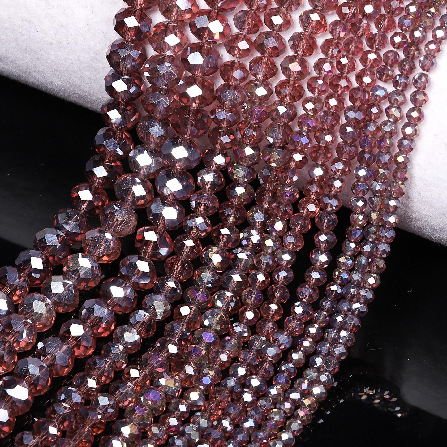 NITOPUPU 1000pcs 4mm Crystal Glass Beads for Jewelry Making Faceted Rondelle Flat Beads for Bracelets Necklace Earrings DIY Crafts (Purple Crystal AB Bead)