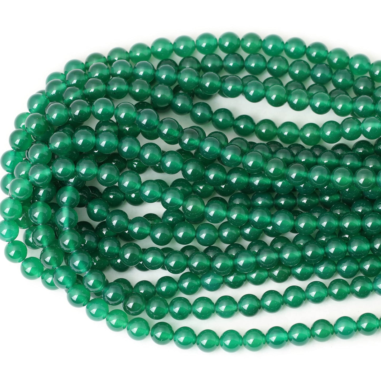 CHEAVIAN 45PCS 8mm Green Agate Gemstone Round Loose Beads for Jewelry Making 1 Strand 15"