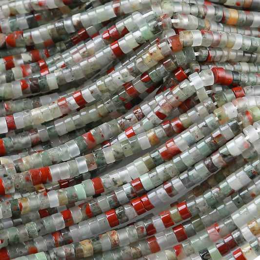 2x4MM 150PCS African Bloodstone Tube Cylinder Rondelle Abacus Disk Spacer Loose Beads for Jewelry Making