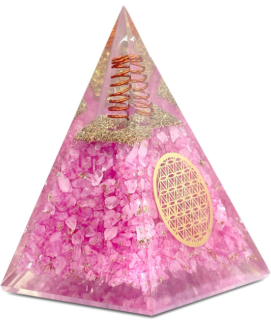 Rose Quartz Orgone Pyramid for Healing Energy – Handcrafted Crystal Pyramid with Copper Coil for Love, Harmony & Meditation – Reiki, Chakra Balancing, Positive Energy Generator Spiritual Gift