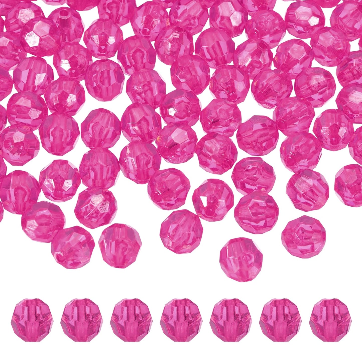 MECCANIXITY 400pcs Czech Faceted Bicone Beads 8mm Glass Spacer Bead Bulk for Jewelry Making & DIY Craft, Rose Red