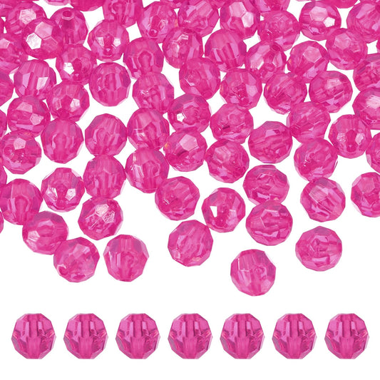 MECCANIXITY 400pcs Czech Faceted Bicone Beads 8mm Glass Spacer Bead Bulk for Jewelry Making & DIY Craft, Rose Red