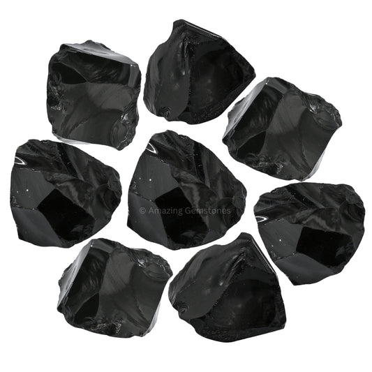 Amazing Gemstone Black Obsidian Raw Crystals and Healing Stones, Natural Rocks for Tumbling and DIY Raw Stones and Crystals (1 LB)