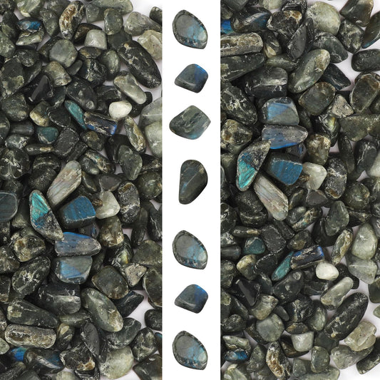 gemshan 2lb/910g Labradorite Stone Chips Crushed Irregular Rock for Fish Tank Aquarium Gravel Flowerpot Decoration