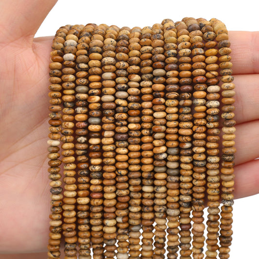 BONNY BOXX 1 Strand (150PCs) Natural 2 * 4mm Picture Jasper Rondelle Beads, Natural Abacus Disk Stone Beads Loose Spacer Gemstone for DIY Bracelet Necklace Jewelry Making