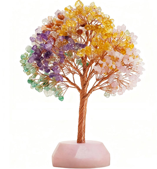 FreshNest 9" Handmade Crystal Tree with 423 Chakra Stones - 7 Chakra Decorative Tree of Life for Meditation & Home Decor, Unique Multicolor Birthday Gift for Women Multicolor 9 inches