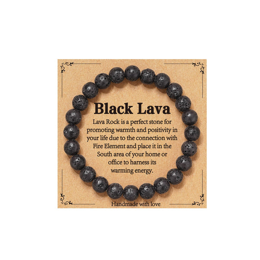 Gnamy Black Lava Bracelet for Women, Healing Crystal Bracelet for Spiritual Healing Positive Energy Stress Relief, Natural Stone Stretch Beads Bracelets Jewelry Birthday Gifts for Daughter Friends Girlfriend Her