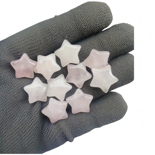 Sunshcat Natural Rose Quartz 10Pcs Star Shaped Thumb Crystals and Healing Stone,0.6" Haped DIY Jewelry