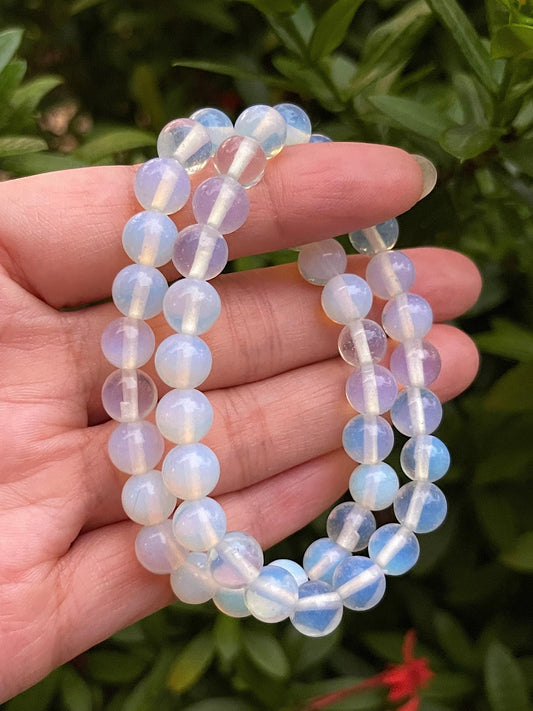 GAF TREASURES Opalite Crystal Bead Bracelet 8mm, Genuine Opalite Stretch Gemstone Bracelet, Healing Crystal Bracelet, Gift for Men & Women (1)
