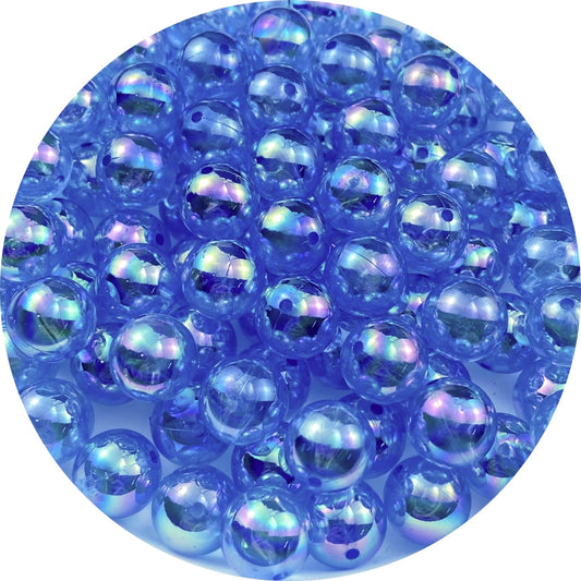 200pcs Acrylic Round Beads 10mm AB Colors Craft Beads Round Spacer Beads with Holes for Earring Bracelet Necklace Key Chains Jewelry Making(Light Blue AB)