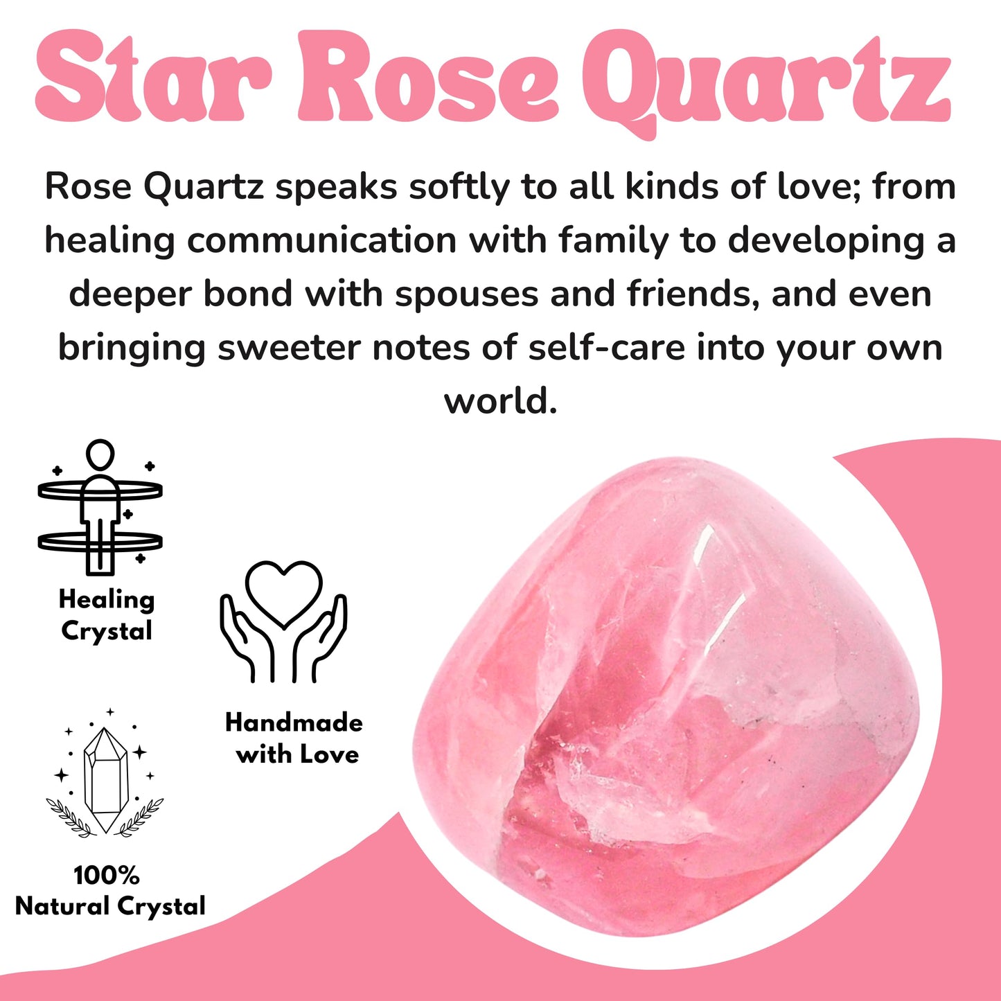 Amazing Gemstone Star Rose Quartz Crystals and Healing Stones Tumbled - 1 Oz Star Rose Quartz Stone, Natural Healing Stones for Energy Balance, Stress Relief - Polished Gems Rocks