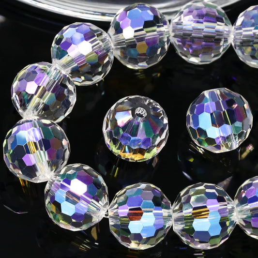 Dowarm 150PCS 6MM Round Crystal Glass Beads for Jewelry Making, Crystal Paradise Faceted Crystal Beads for Crafts Bracelet Wind Chimes Suncatcher