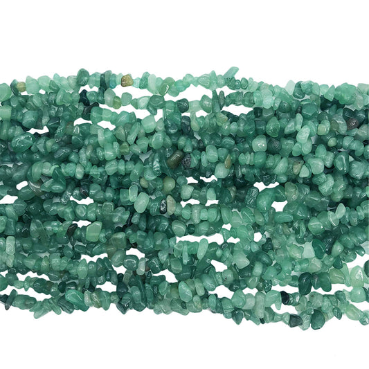 Fekuar 64" Irregular Tumbled Green Aventurine Chip Beads for Jewelry Making, Healing Crystal Drilled Loose Bead Strand DIY Craft Supplies, 5-8mm