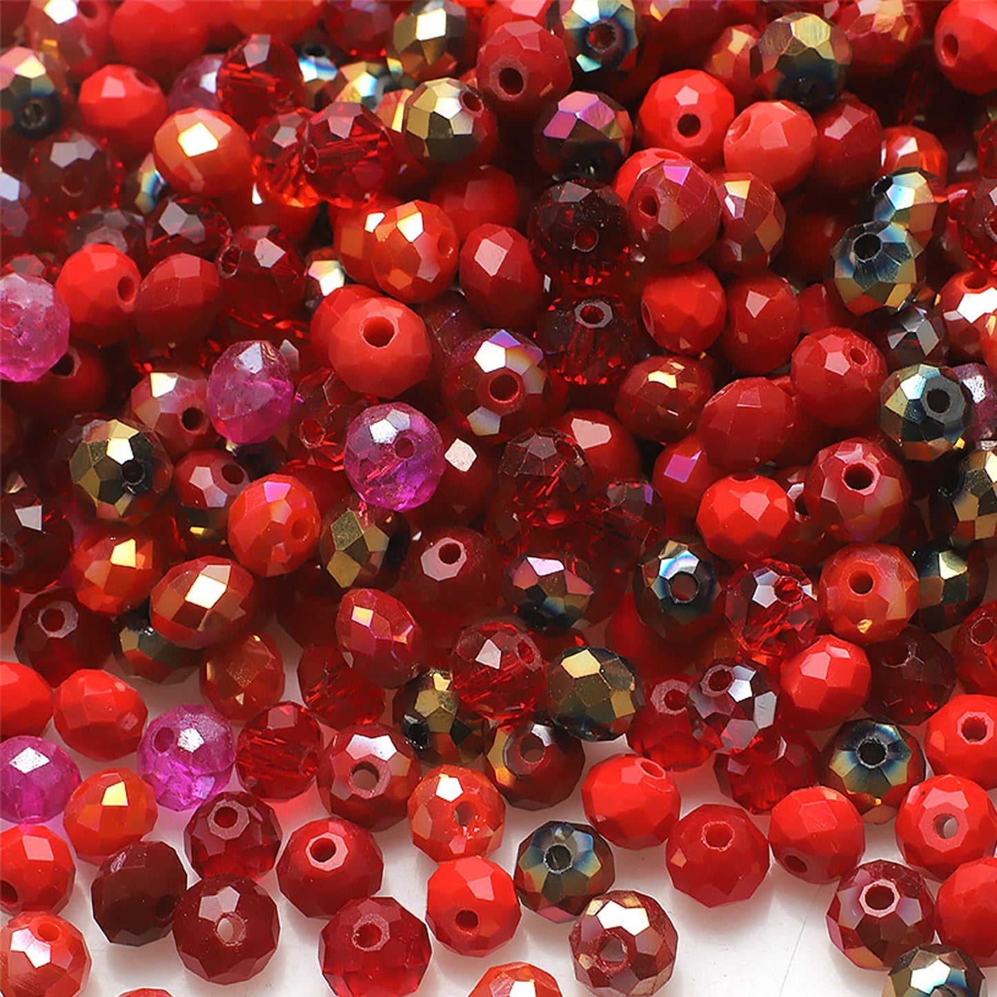 Niziky 200PCS Red Crystal Glass Beads, 6mm Multicolor Faceted Rondelle Briolette Spacer Beads for Jewelry Crafts Projects