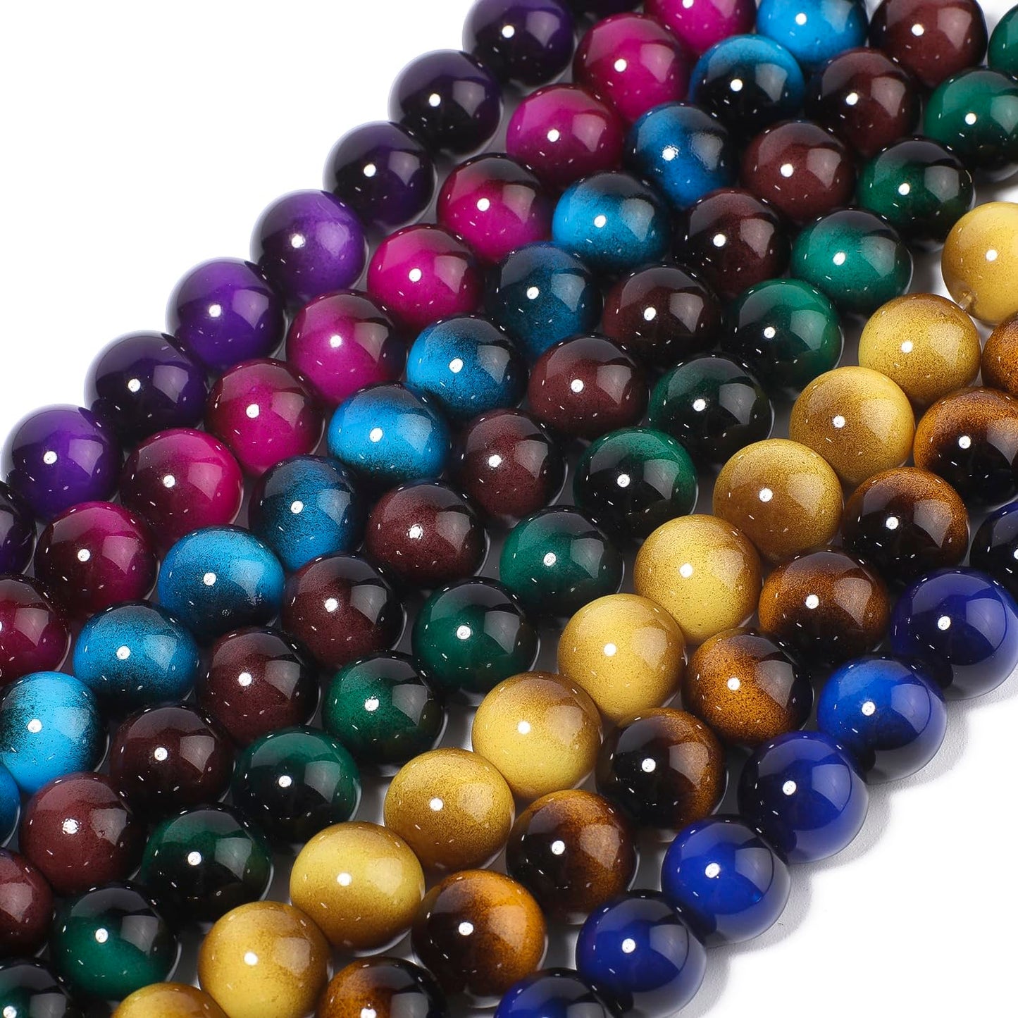 Song Xi 28PCS 12mm Blue Tiger Eye Gemstone Beads for Jewelry Making, Round Smooth Glass Beads for DIY Bracelet Necklace Earring Keychain, Arts and Crafts, for Christmas Wedding Birthday