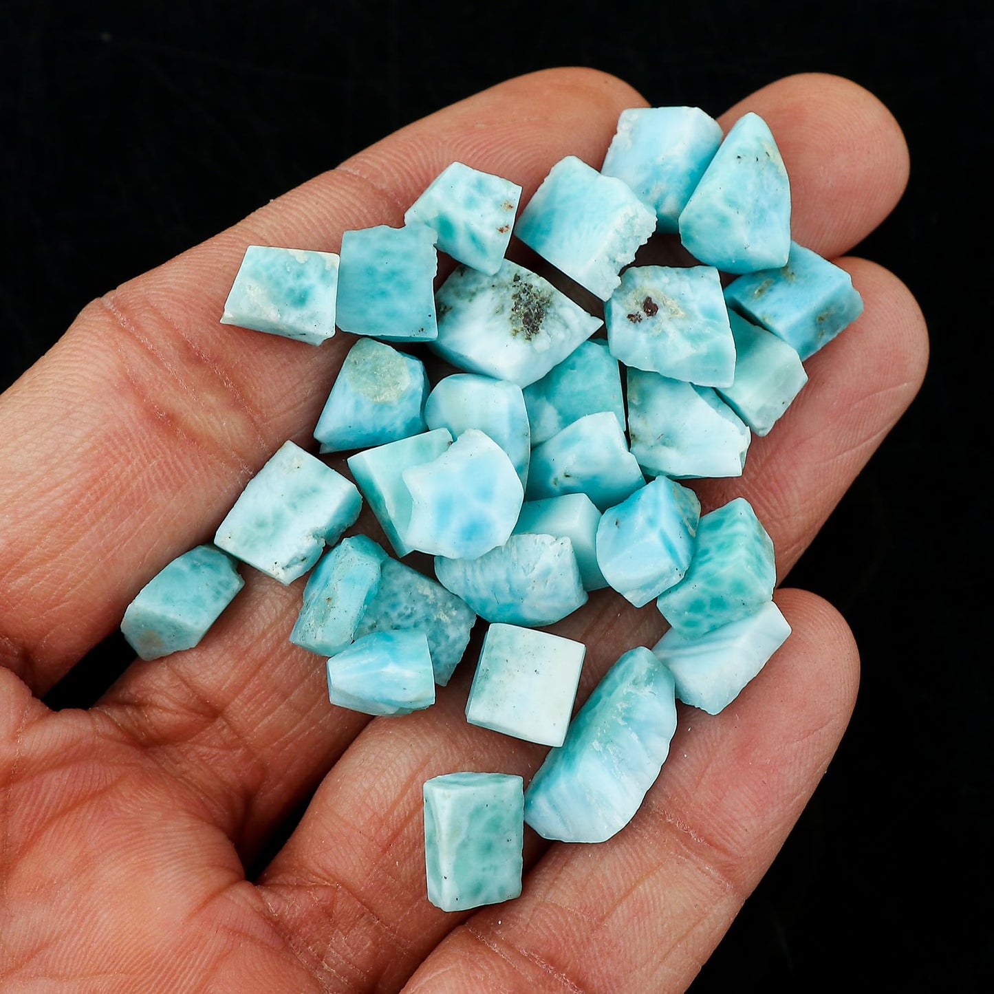 CRYSTALINES 5pcs, Wholesale Natural Raw Sky Blue Larimar Gemstone, Assorted Untreated Rough Stone, Bulk Loose Supplies, DIY Crafts-Jewelry Making, Wire Wrapping, Birthstone, Gem Collection