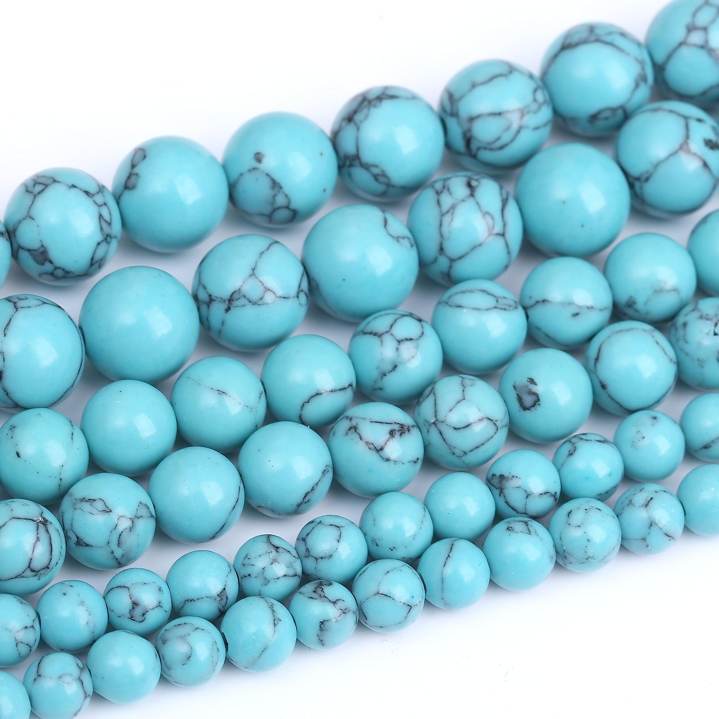 36PCS 10MM Blue Turquoise Round Loose Beads Natural Gemstone Beads for Jewelry Making DIY Bracelet Necklace 15"