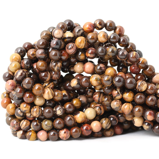 CHEAVIAN 60PCS 6mm Natural Africa Picture Jasper Gemstone Round Loose Beads for DIY Bracelet Necklace Earrings Jewelry Making 1 String 15 Inches