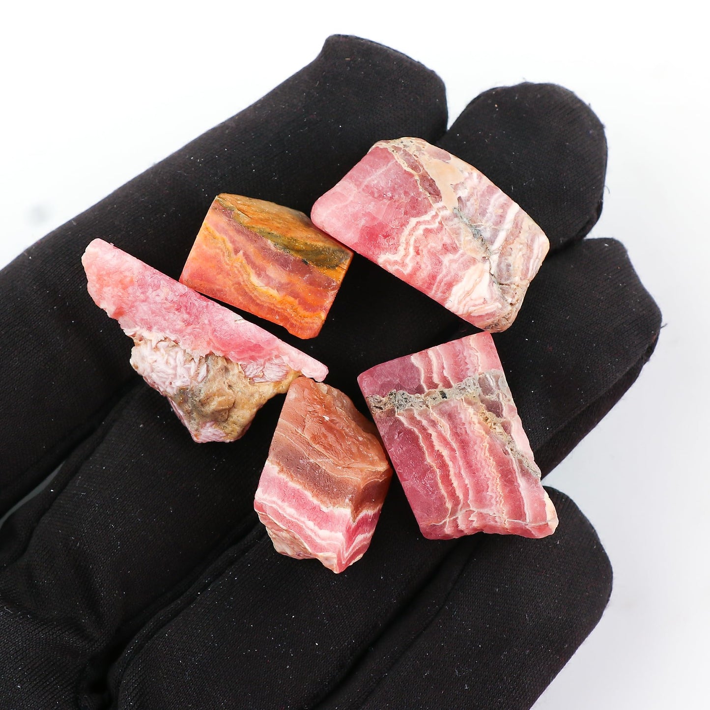 CRYSTALINES 5pcs Wholesale Natural Raw Rhodochrosite Gemstone, Untretaed Rough Stone, Bulk Loose Supplies, DIY Crafts-Jewelry Making, Birthstone, Wire Wrapping, Gem Collection