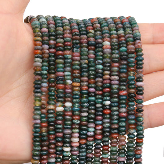 BONNY BOXX 150PCs Natural 2 * 4mm India Agate Rondelle Beads, Natural Abacus Disk Stone Beads Loose Spacer Gemstone Beads for DIY Bracelet Necklace Jewelry Making