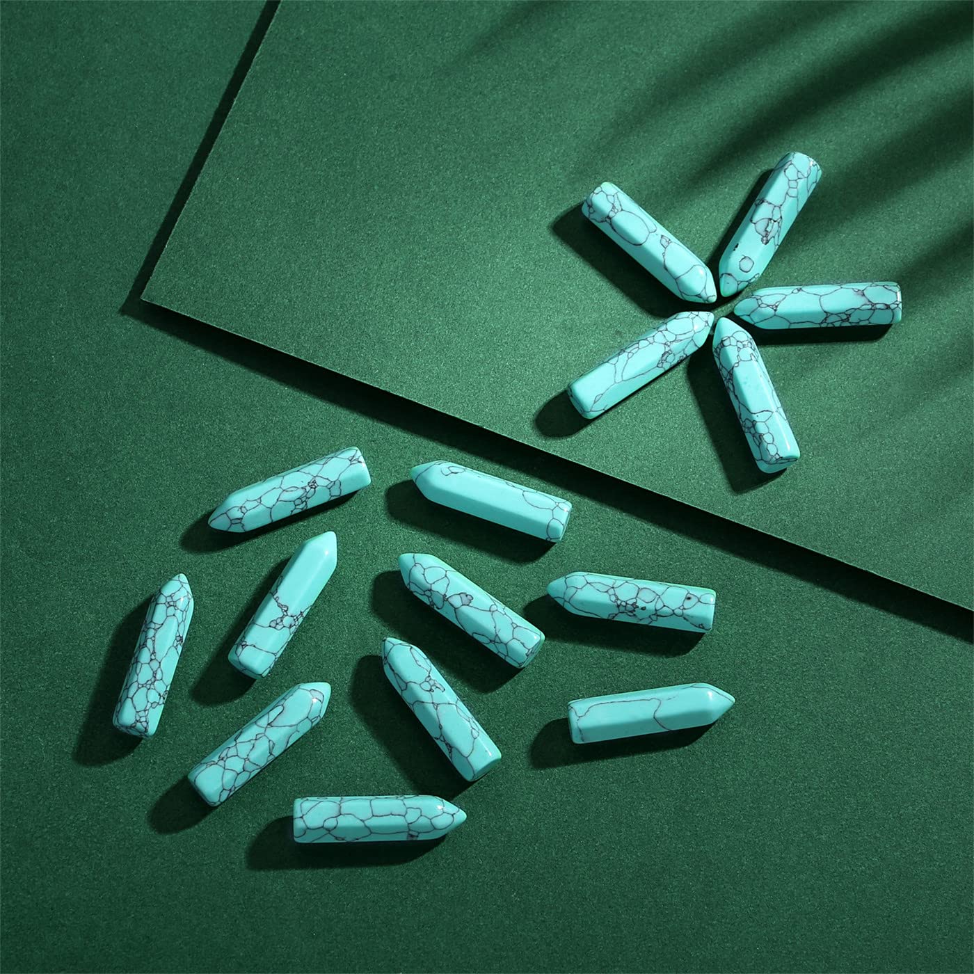 10PCS Turquoise Natural Healing Crystals Stones Sets Polished Tumbled Pocket Gemstones Bulk Hexagonal Points Reiki Energy Balancing Chakra Meditation Therapy Desk Decor Gift