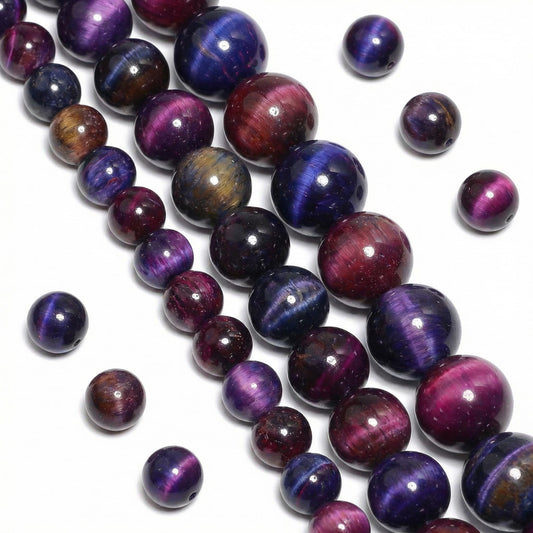 Yochus Natural Tiger Eye Beads, 60Pcs 6MM Onyx Agate Color Enhance Round Loose Beads Bulk, DIY Charm Smooth Gemstone Beads for Jewelry Making(4mm 8mm 10mm 12mm Beads)