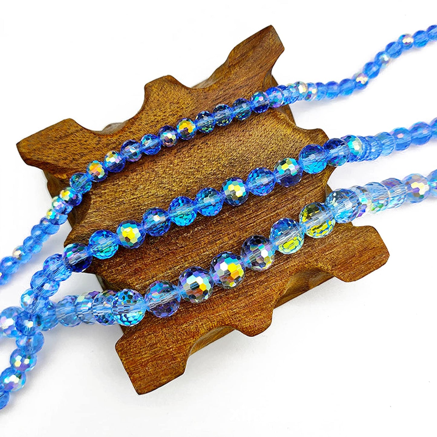 Dowarm 100PCS 8MM Crystal Glass Beads for Jewelry Making, Faceted Crystal Beads for Crafts Bracelet Wind Chimes Suncatcher, #5003 Rondelle Spacer Beads, Loose Gemstones, Light Blue AB