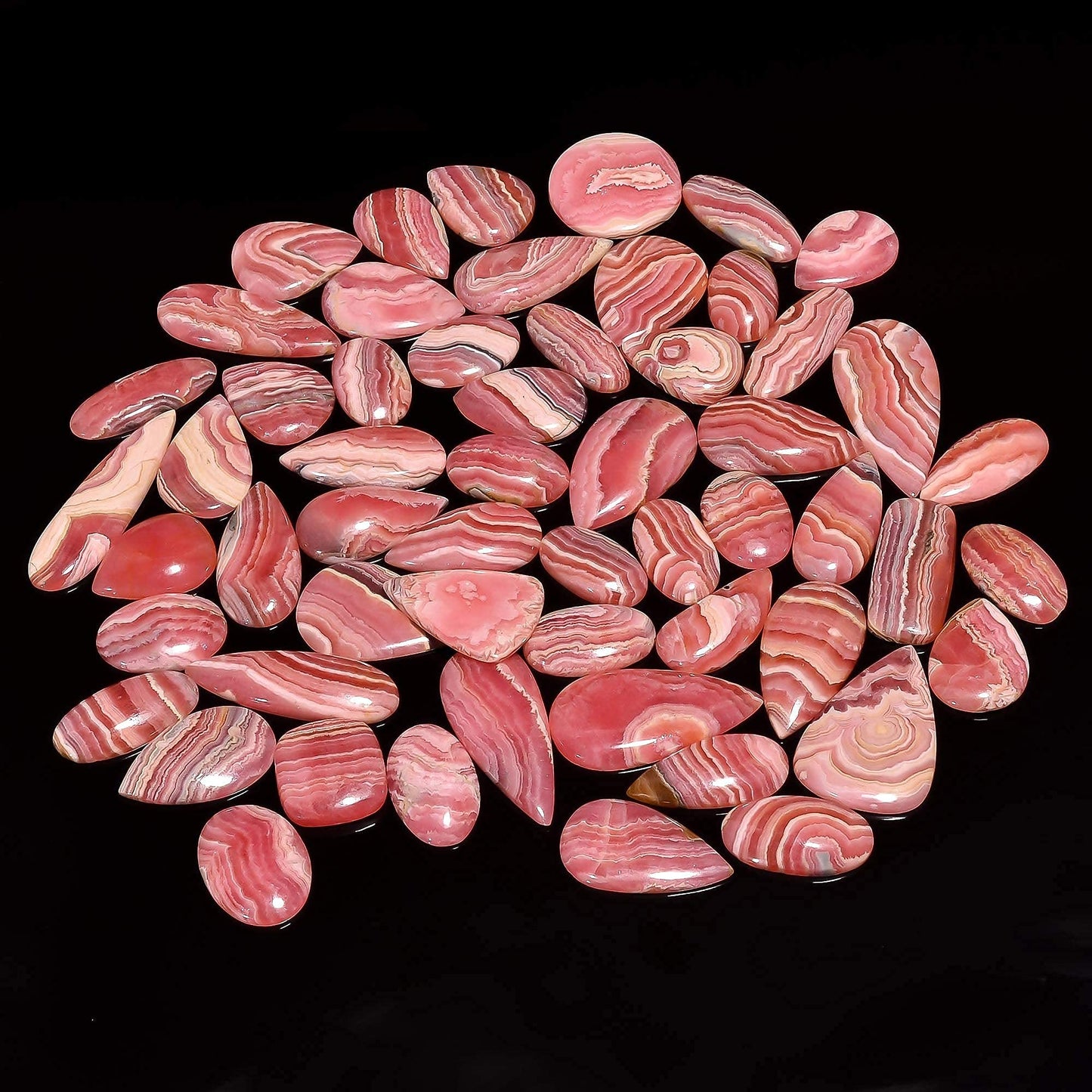 Gemkora Natural Pink Rhodochrosite Cabochon Gemstones Wholesale Lot Jewelry Making, Loose Crystals Supply, Healing Stones, Mix Pack, Crystals, Bulk Deal, Stones, 18 to 25mm (3 to 4pcs)