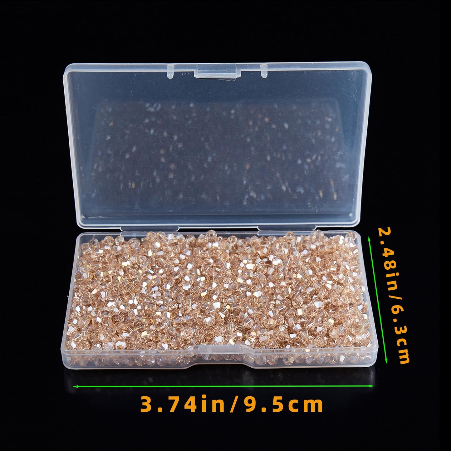 Laopottbeads 1200PCS 3mm Bicone Crystal Glass Beads for Jewelry Making, Sparkling Mini Beads for Suncatchers, DIY Bracelets & Craft Projects (Champagne Silver)